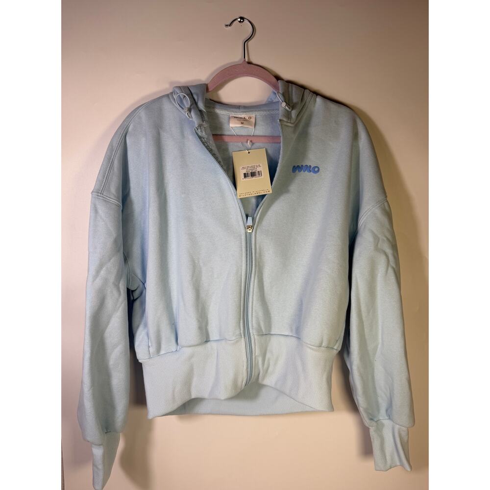 Wilo The Label Wellness Club Crop Zip Hoodie Blue Women’s Size M - Picture 4 of 8